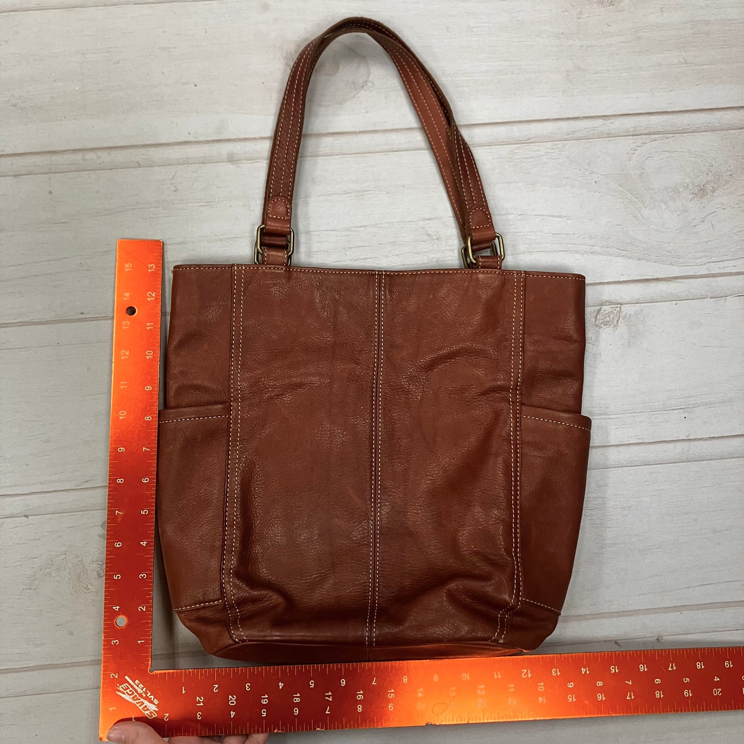 Handbag Leather By Margot, Size: Medium