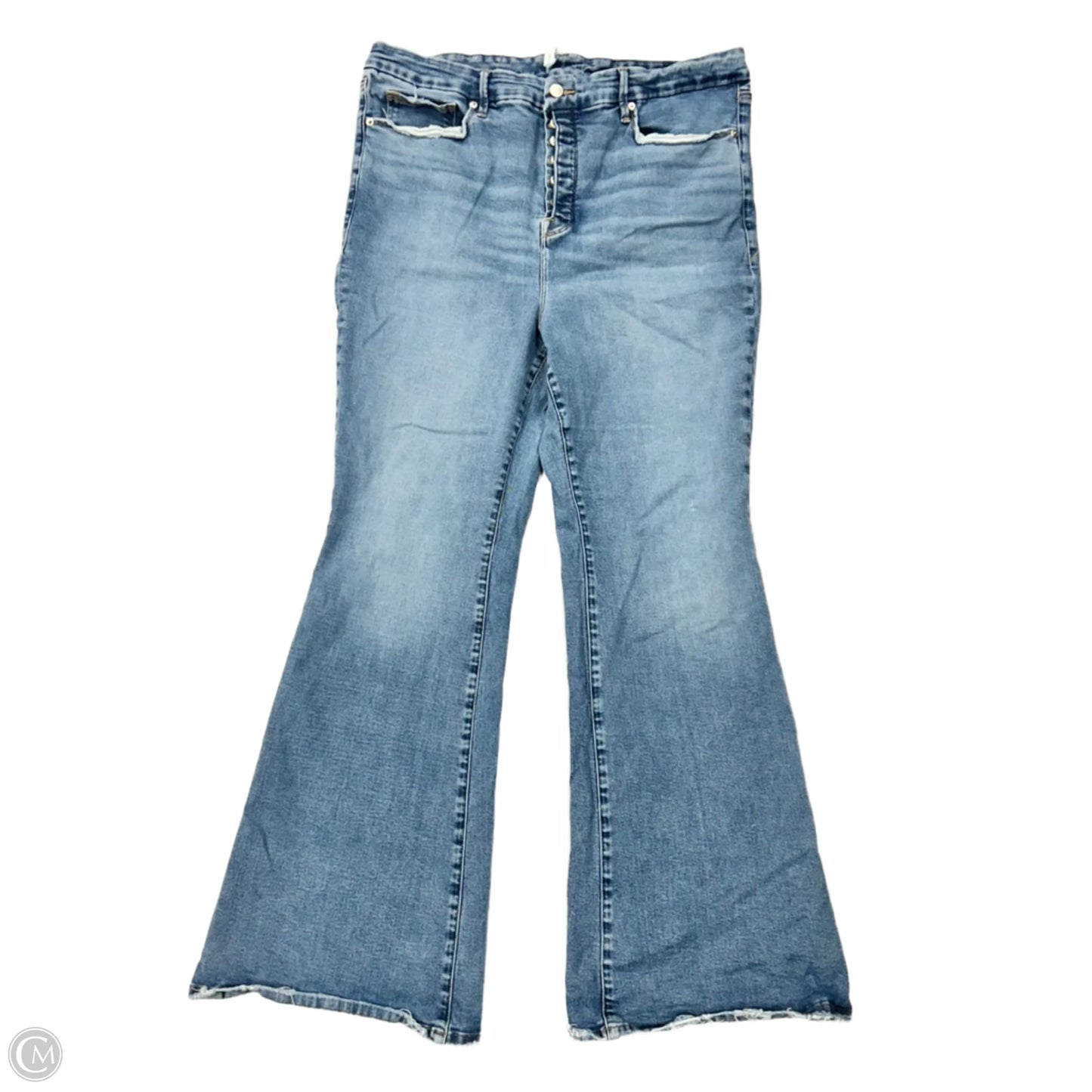 Jeans Flared By Good American In Blue Denim, Size: 18