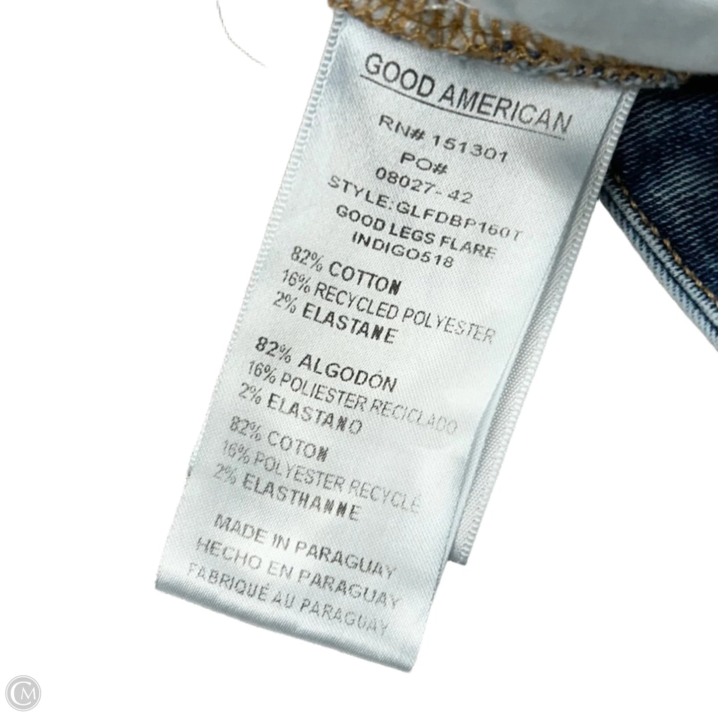 Jeans Flared By Good American In Blue Denim, Size: 18