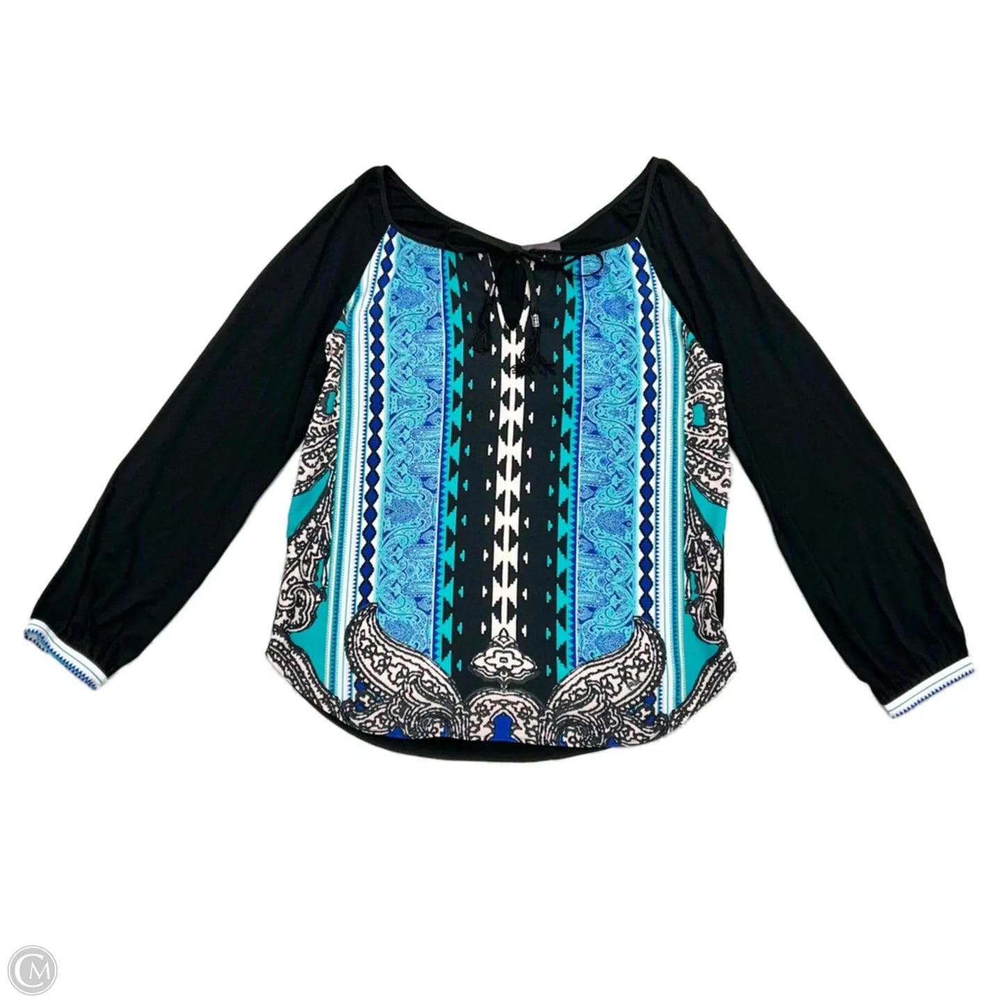 Top Long Sleeve By Hale Bob In Black & Blue, Size: S