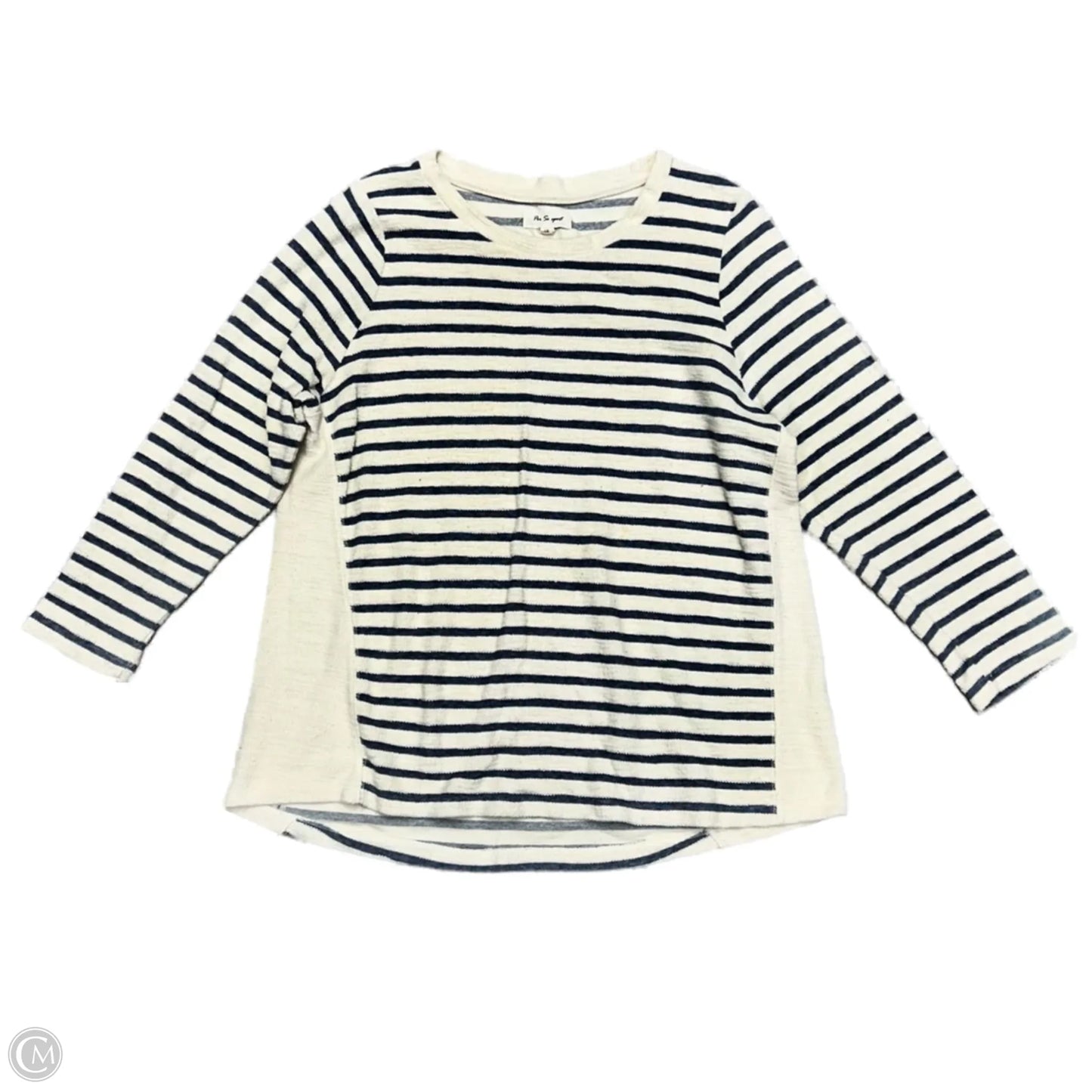 Top Long Sleeve By Per Se In Blue & White, Size: 1x