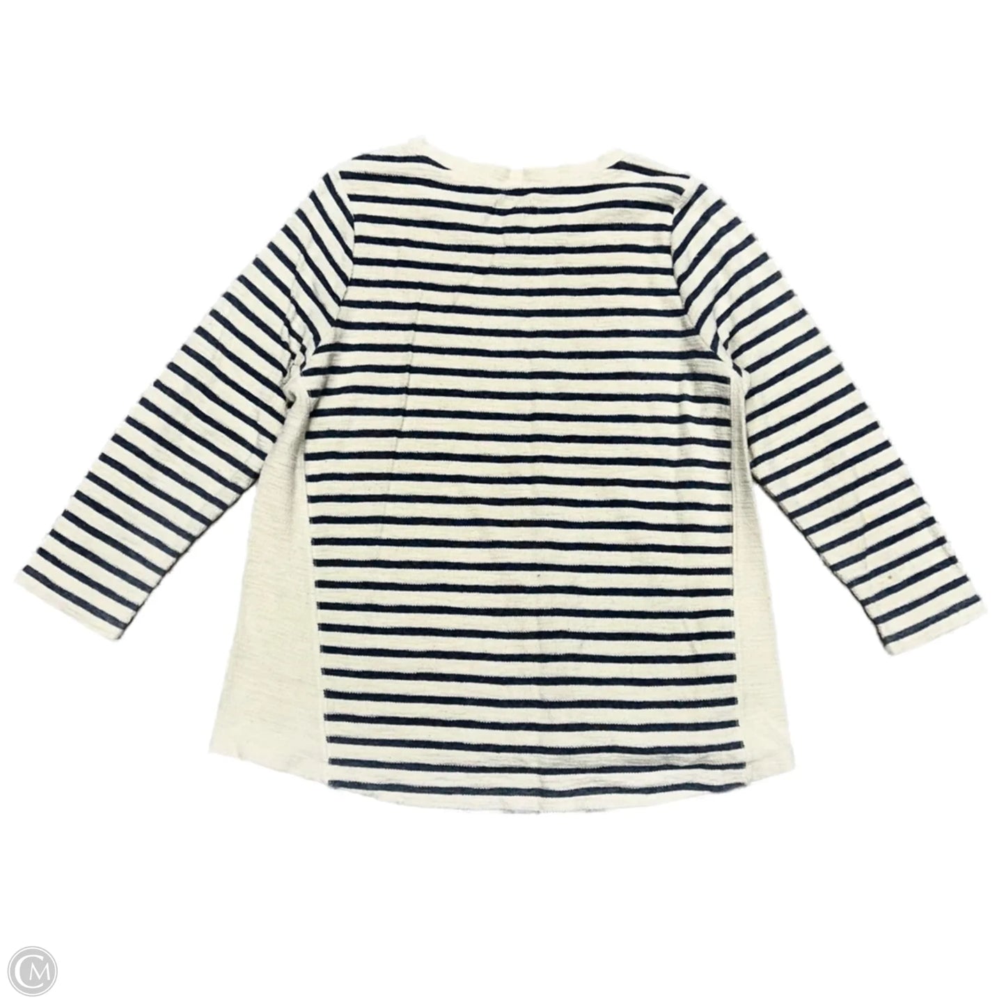 Top Long Sleeve By Per Se In Blue & White, Size: 1x