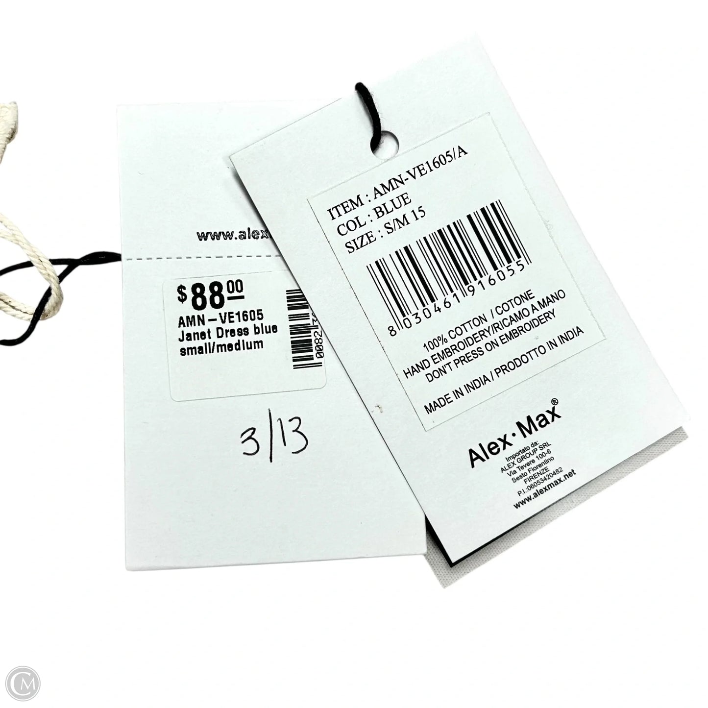 Dress Party Long By Alex Max In Blue & White, Size: S/M