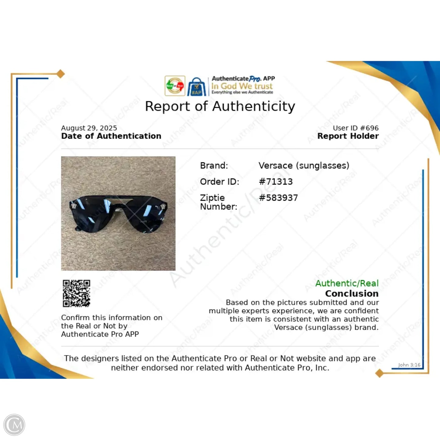 Sunglasses Luxury Designer By Versace
