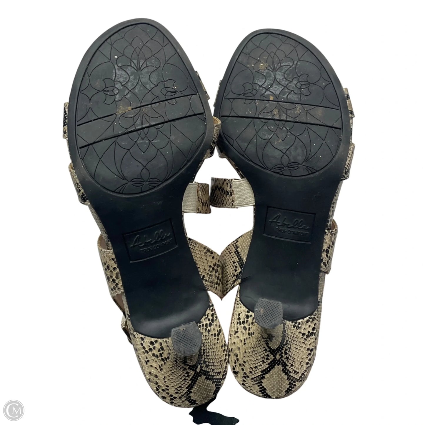 Sandals Heels Kitten By Abella In Snakeskin Print, Size: 7.5