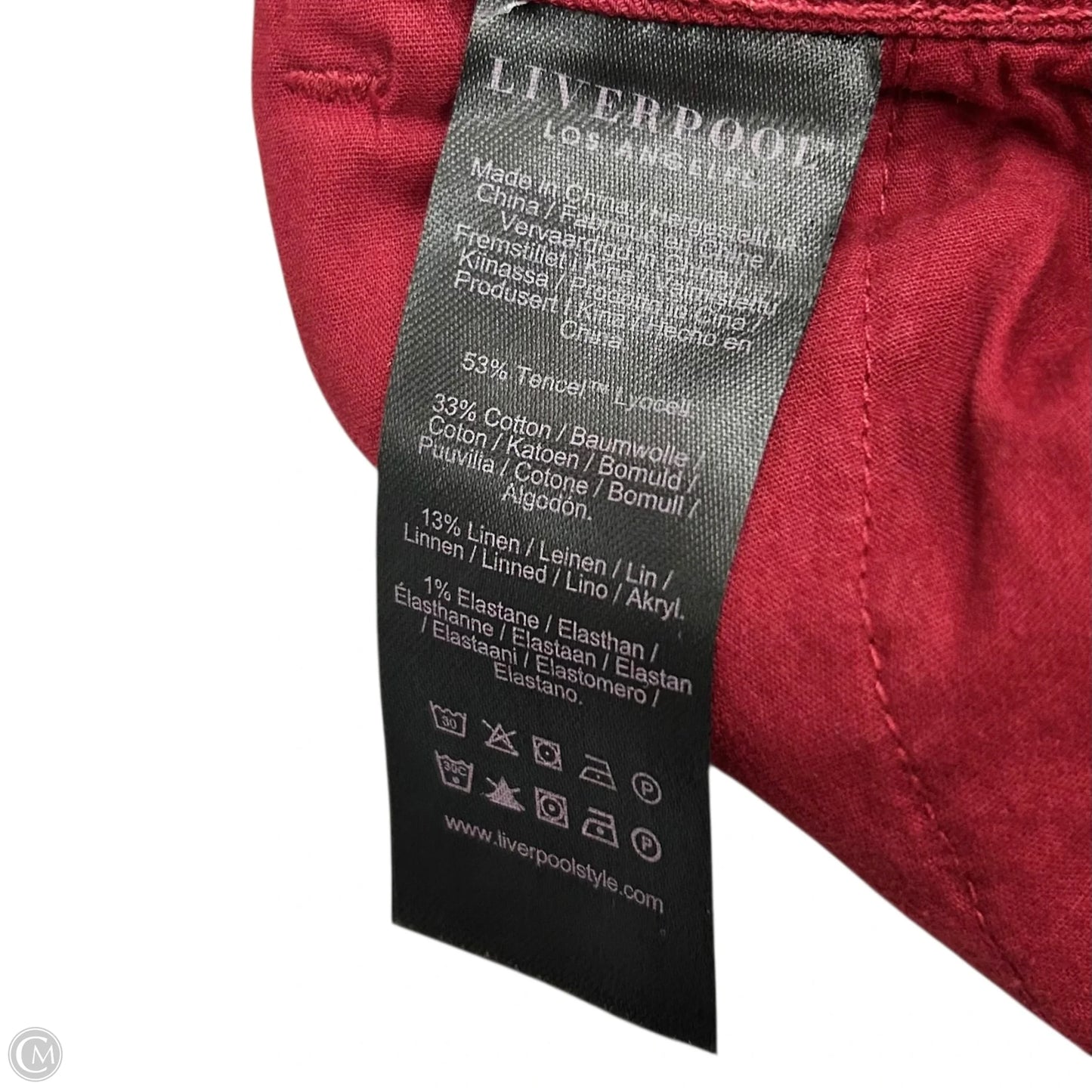 Jeans Wide Leg By Liverpool In Red Denim, Size: 4