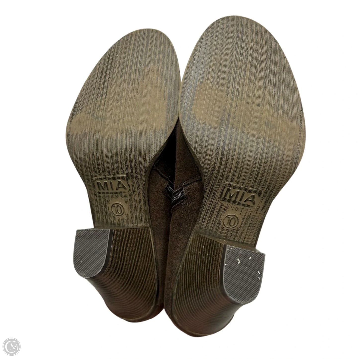 Boots Ankle Heels By Mia In Brown, Size: 10