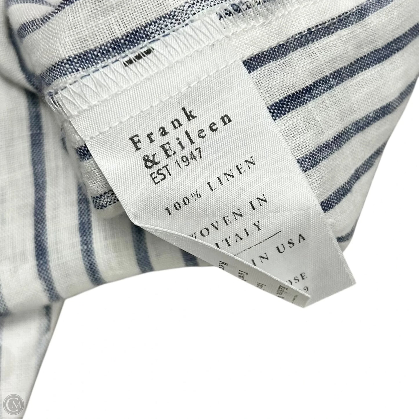 Blouse Short Sleeve By Frank And Eileen In Blue & White, Size: Xs