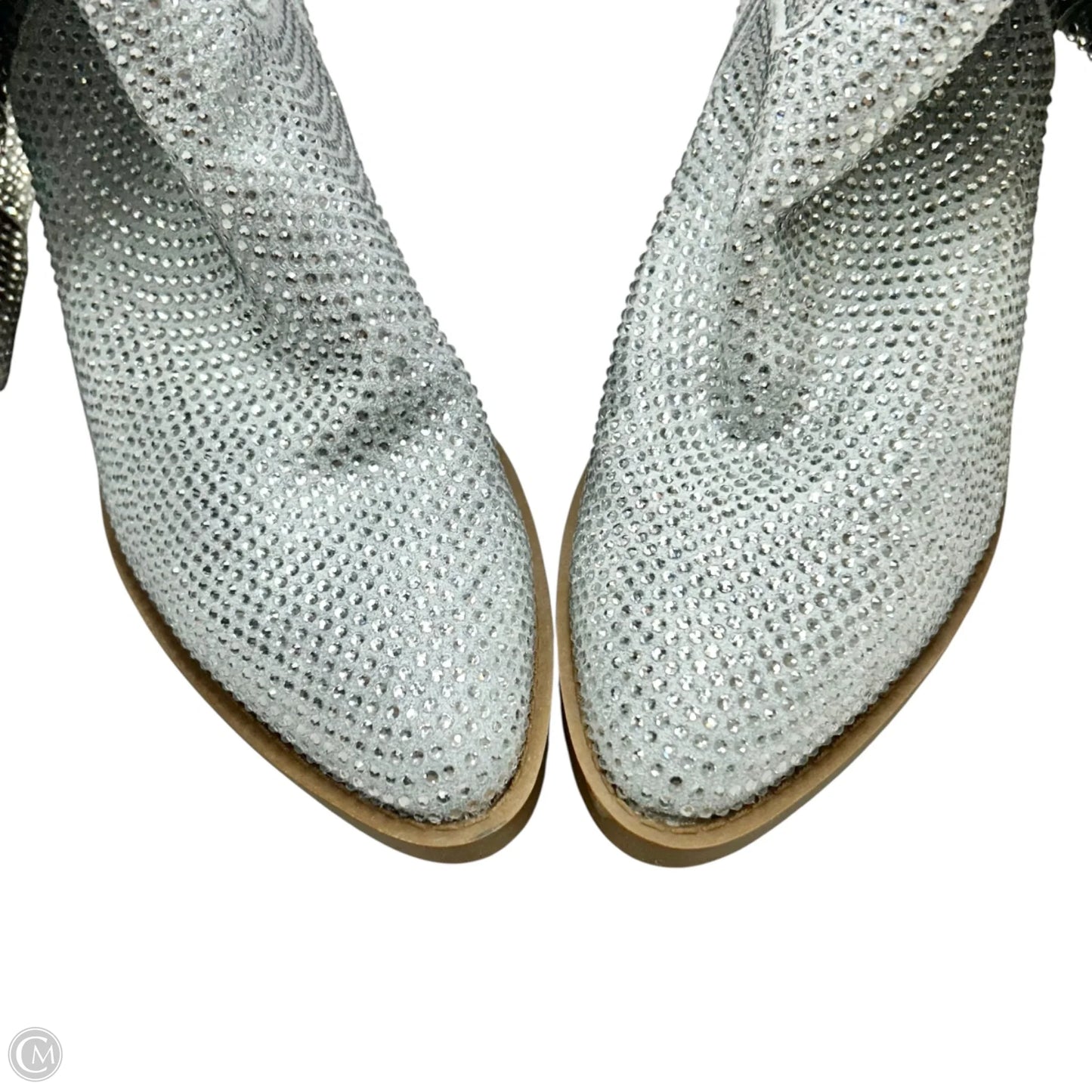 Boots Knee Heels By Shein In Silver, Size: 8
