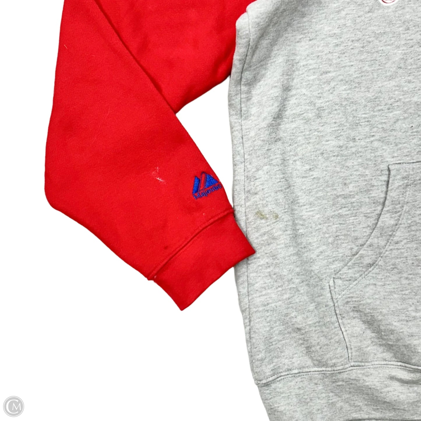 Sweatshirt Hoodie By Majestic In Grey & Red, Size: M