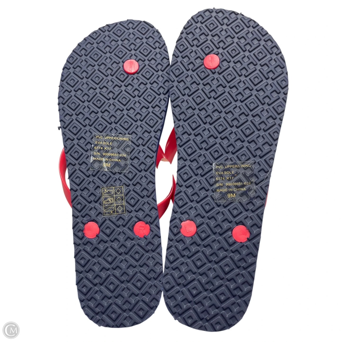 Sandals Designer By Tory Burch In Blue & Red & White, Size: 9