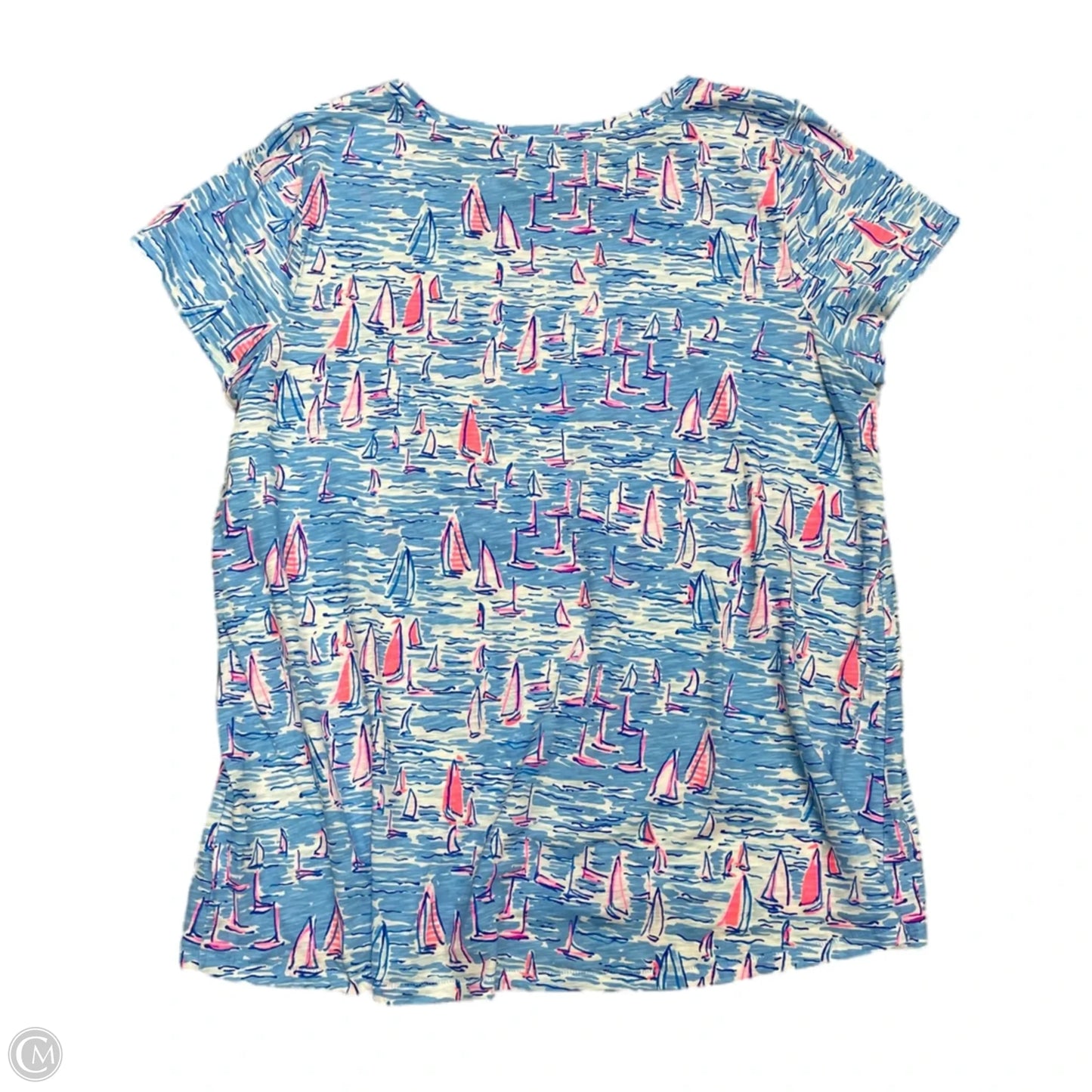 Top Short Sleeve Designer By Lilly Pulitzer In Blue, Size: Xxl