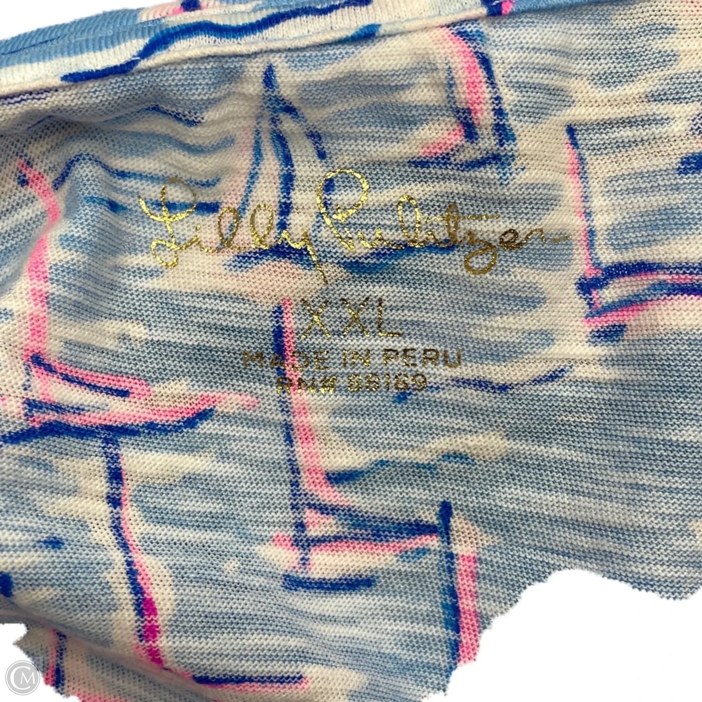 Top Short Sleeve Designer By Lilly Pulitzer In Blue, Size: Xxl
