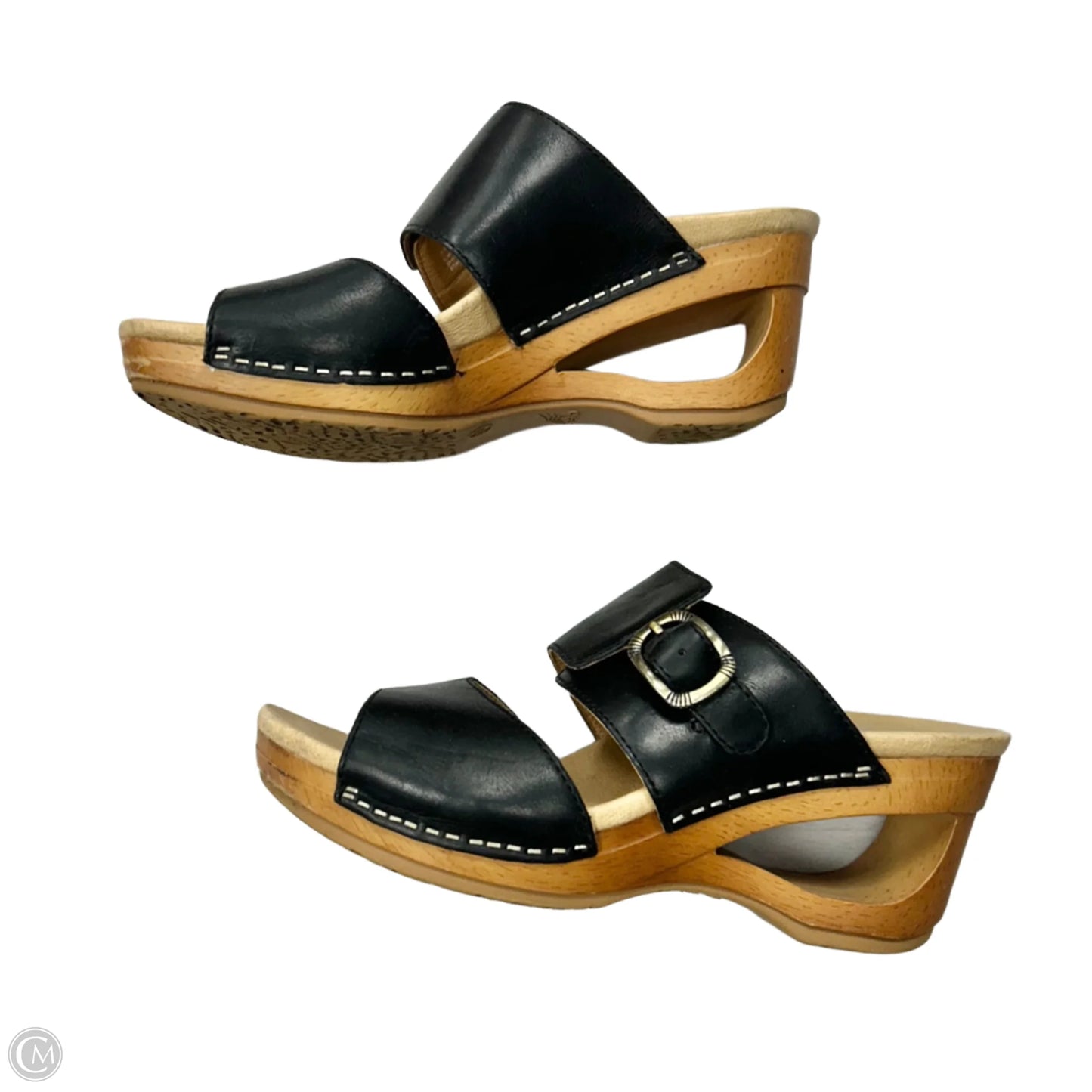 Sandals Heels Block By Dansko In Black & Brown, Size: 7.5