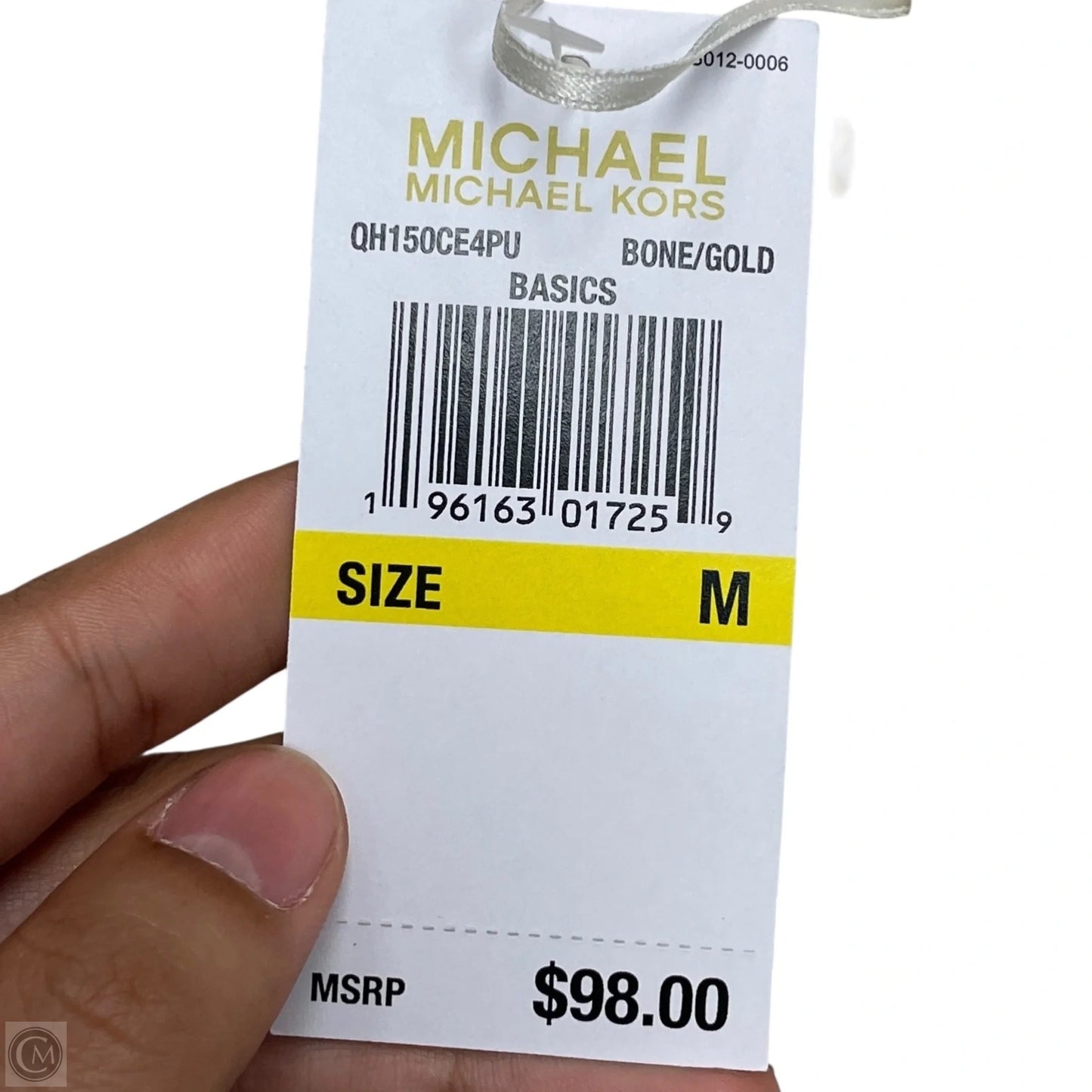 Top Long Sleeve By Michael By Michael Kors In White & Yellow, Size: M