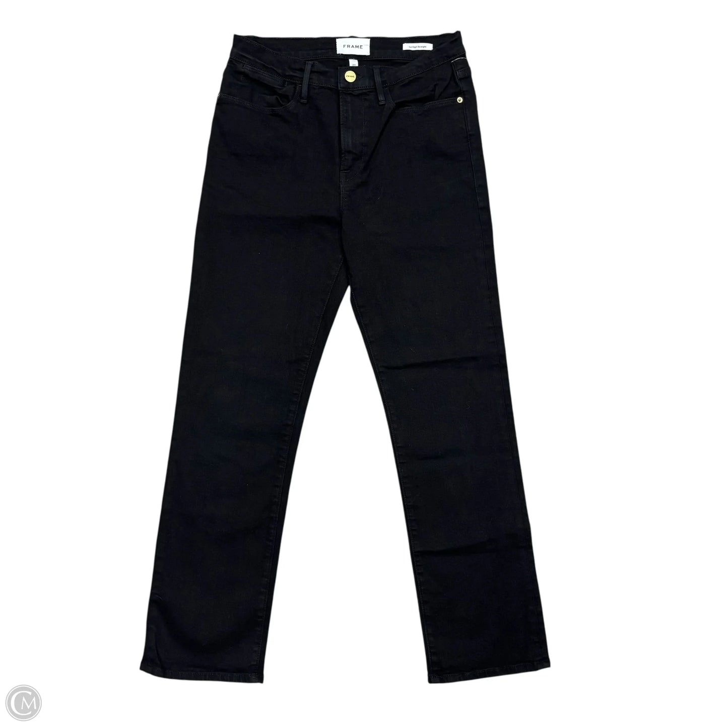 Jeans Straight By Frame In Black Denim, Size: 4