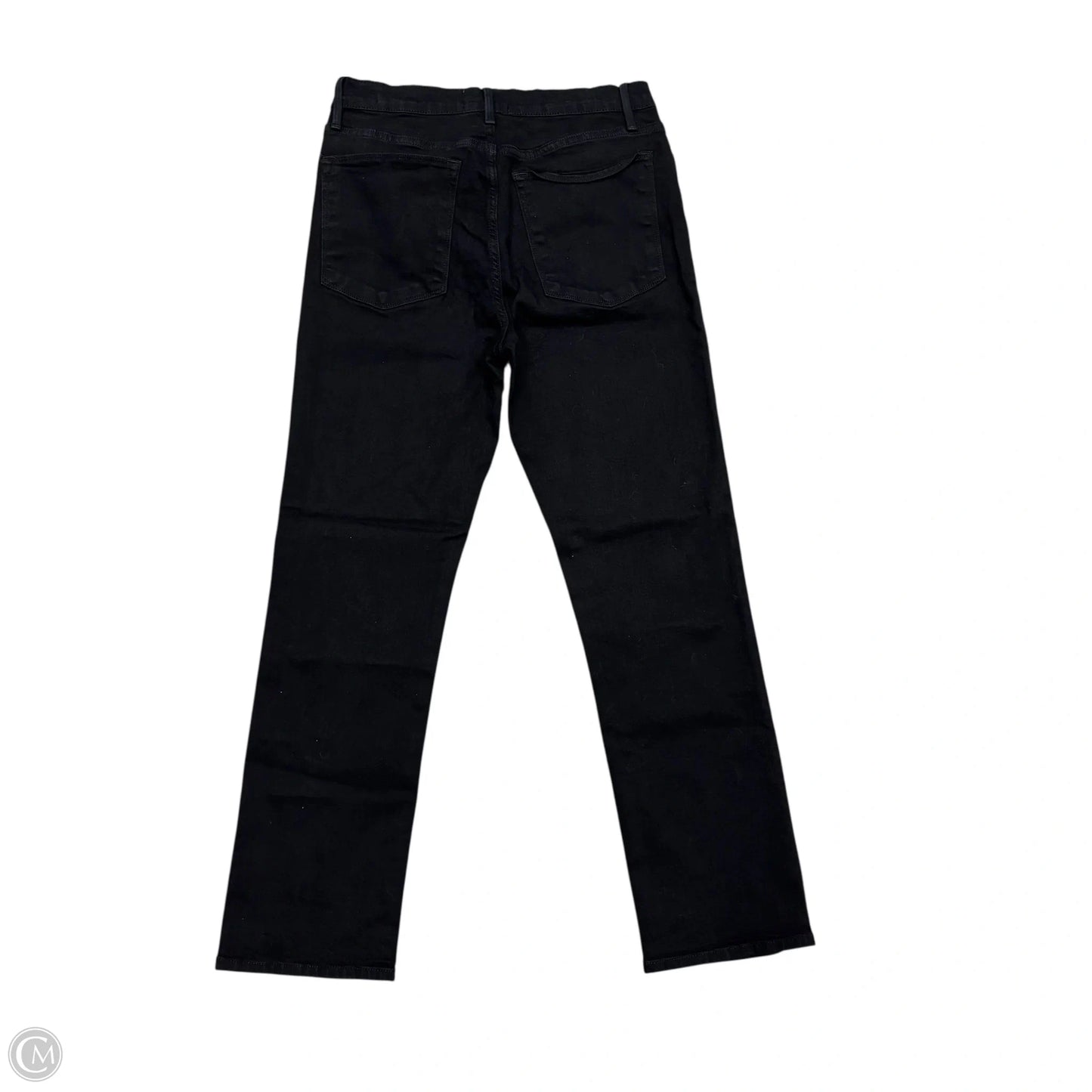 Jeans Straight By Frame In Black Denim, Size: 4