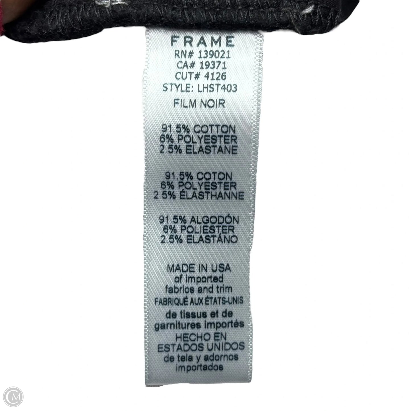 Jeans Straight By Frame In Black Denim, Size: 4