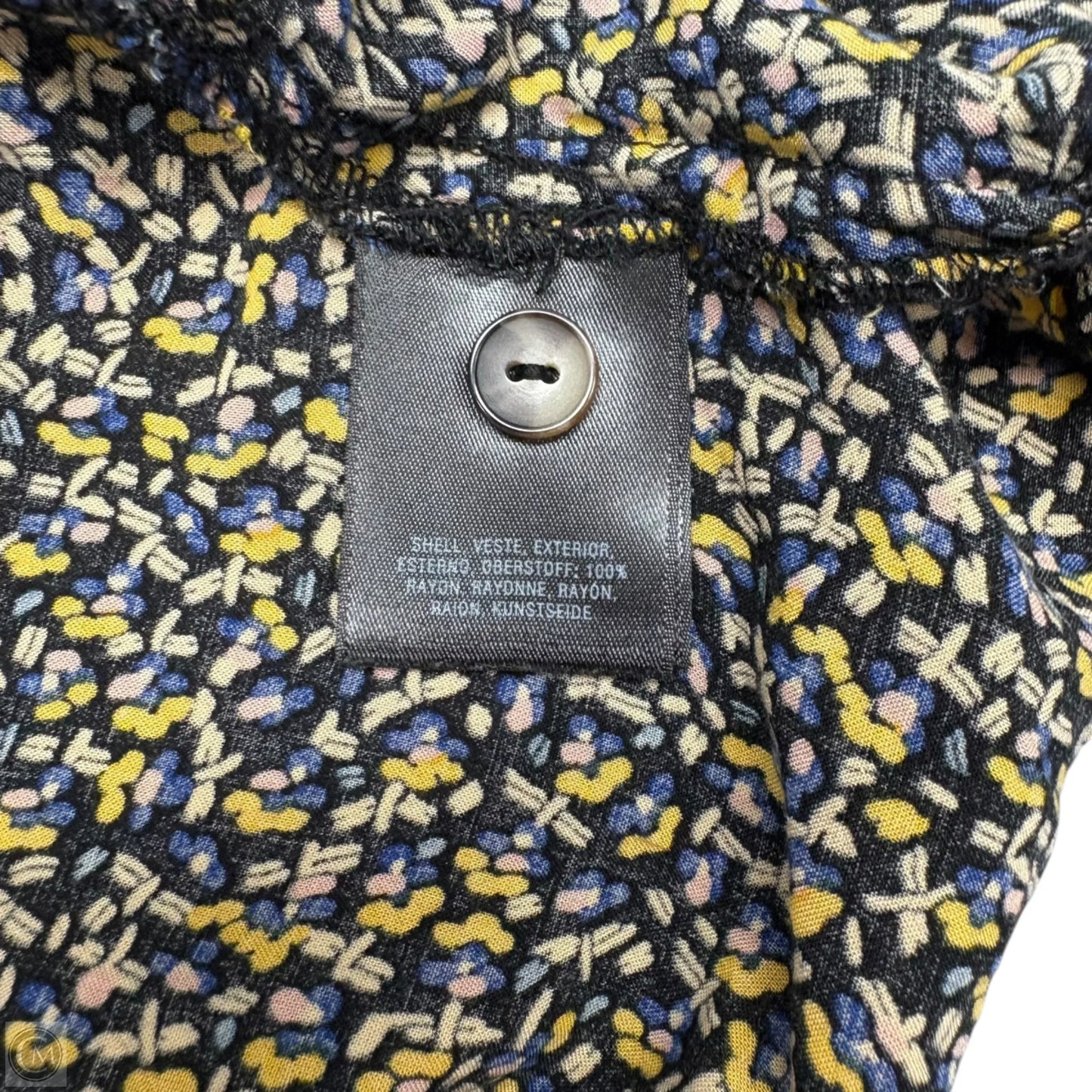 Blouse Long Sleeve By Maeve In Blue & Yellow, Size: M