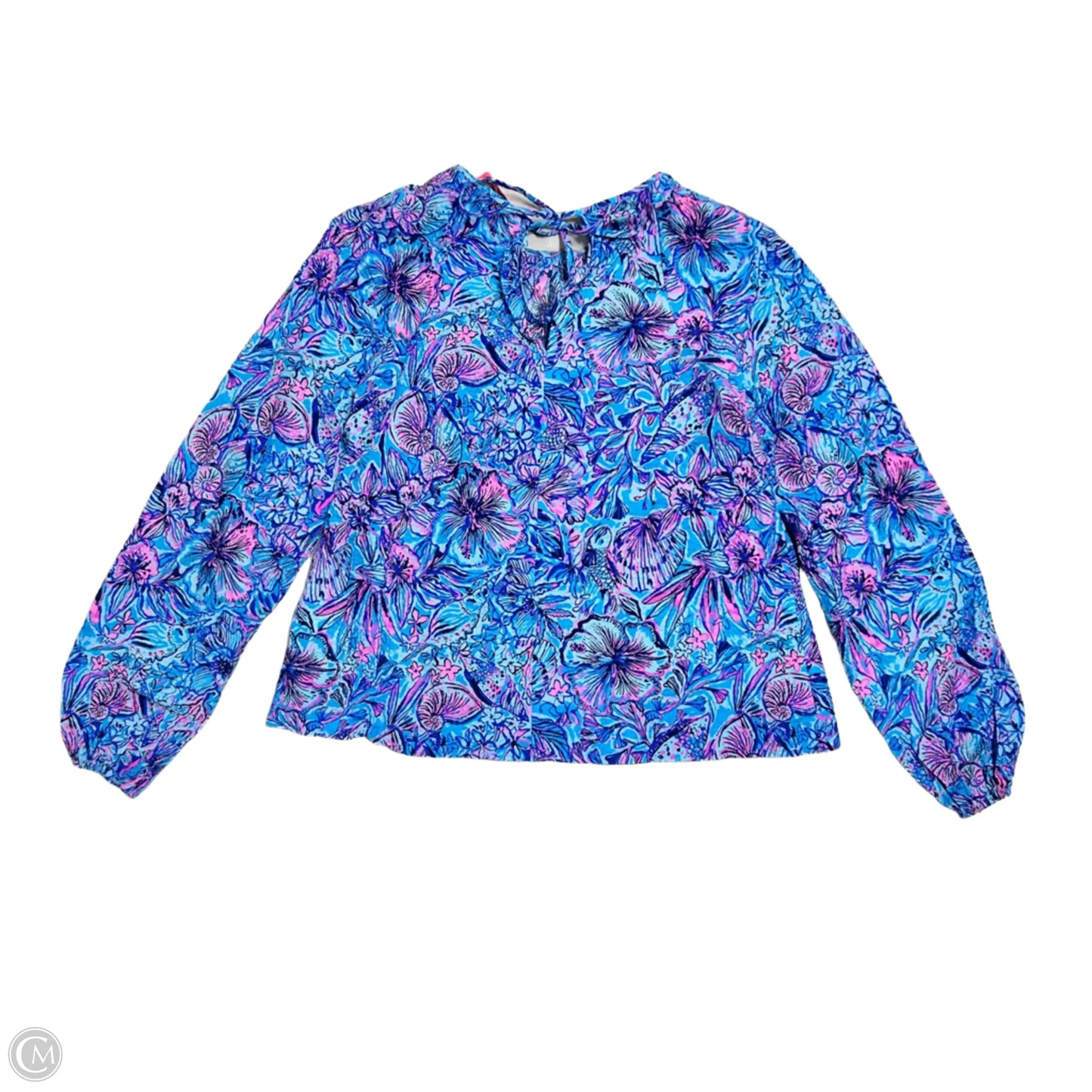 Top 3/4 Sleeve Designer By Lilly Pulitzer In Blue & Pink, Size: Xxs