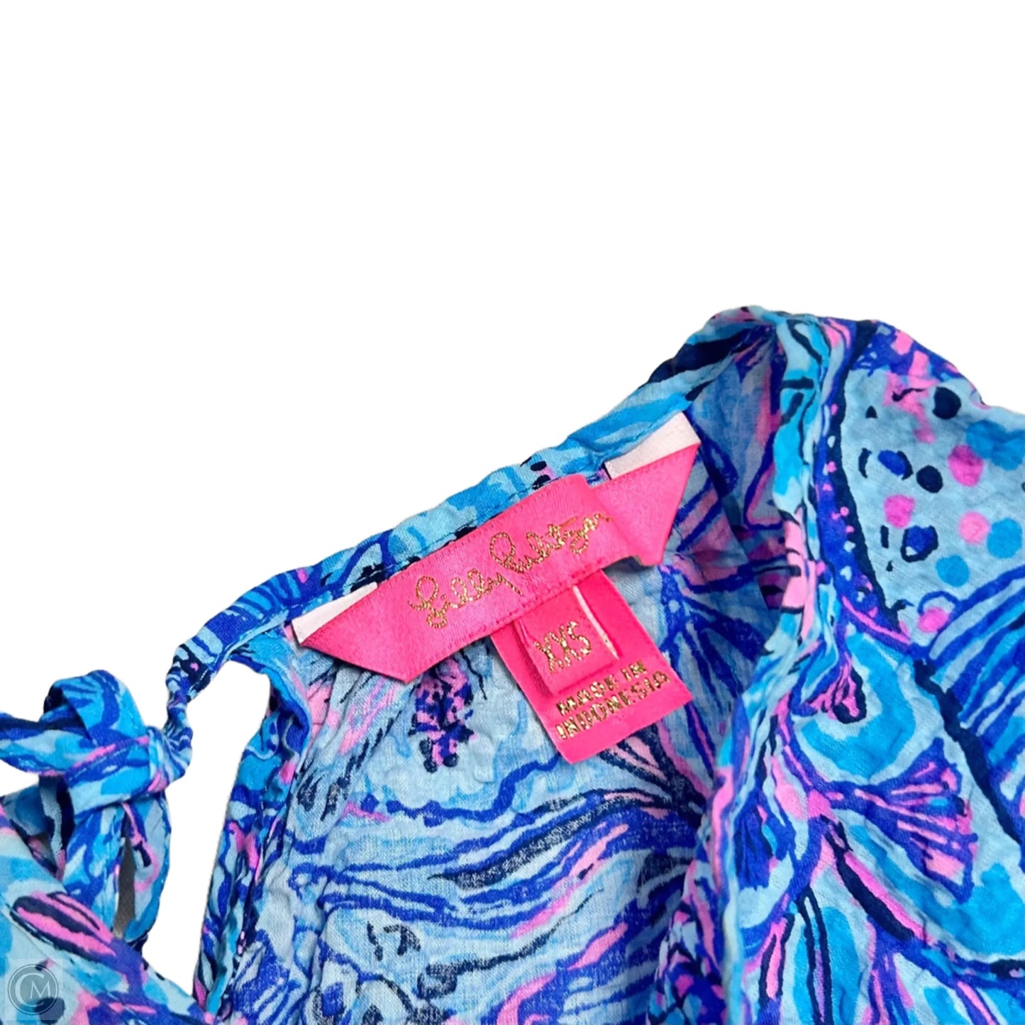 Top 3/4 Sleeve Designer By Lilly Pulitzer In Blue & Pink, Size: Xxs