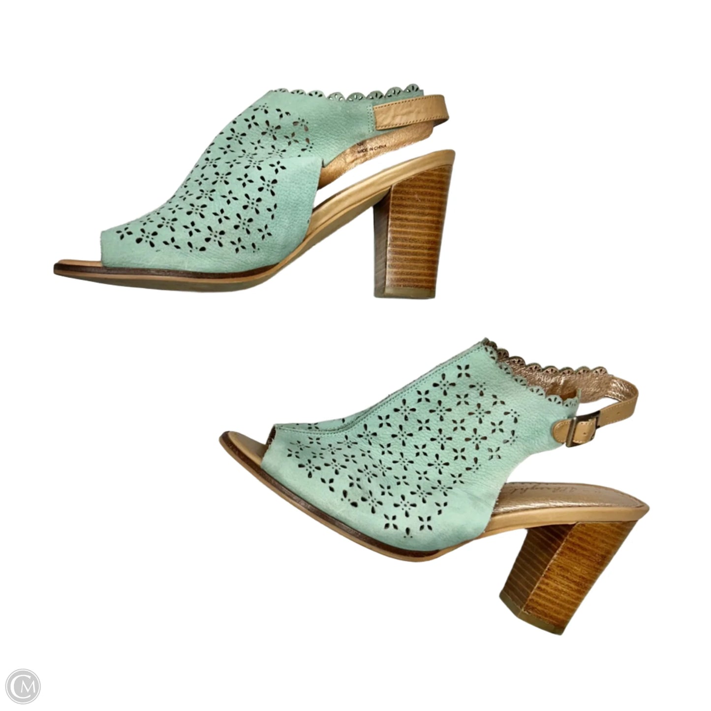 Sandals Heels Block By Miss Albright In Teal, Size: 10