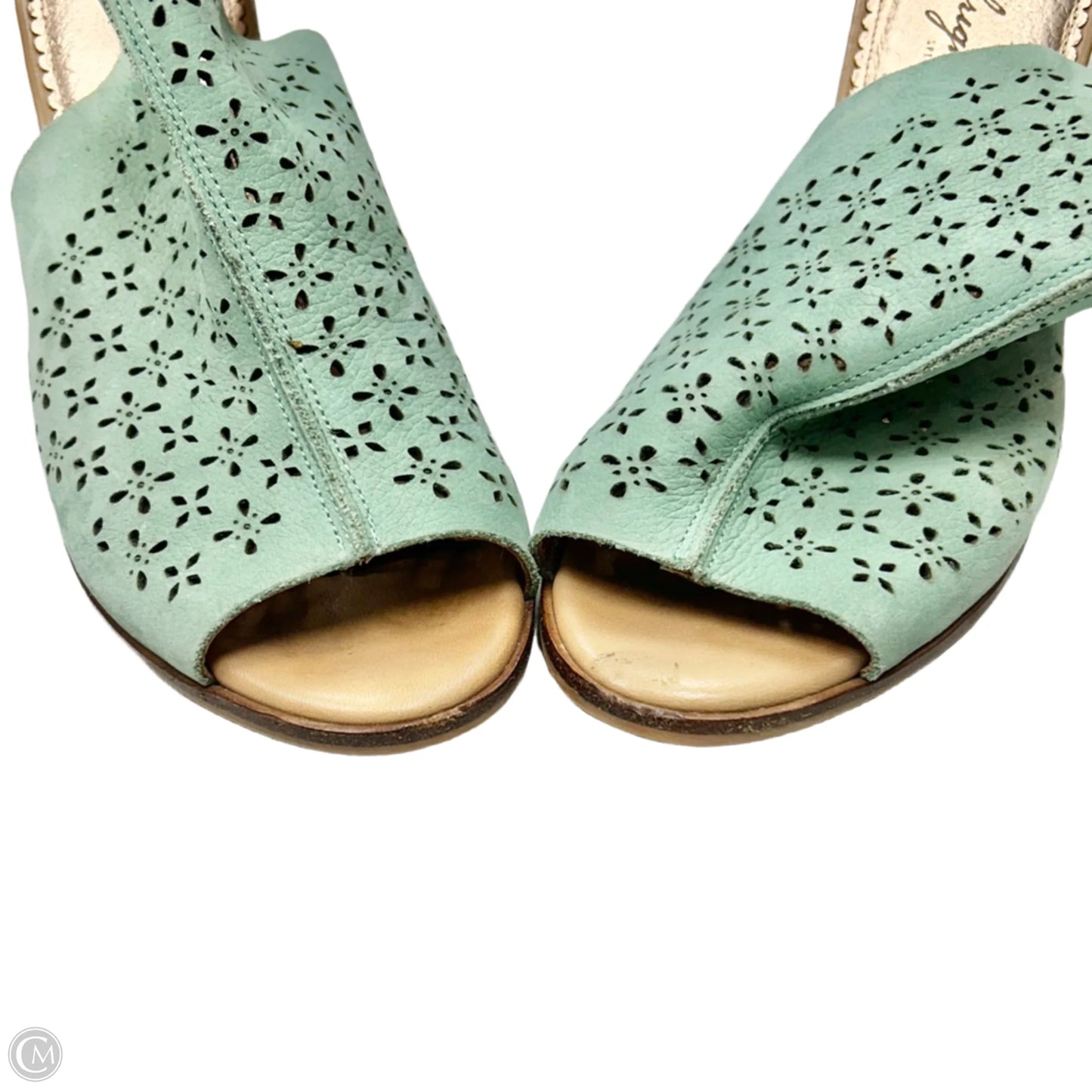Sandals Heels Block By Miss Albright In Teal, Size: 10