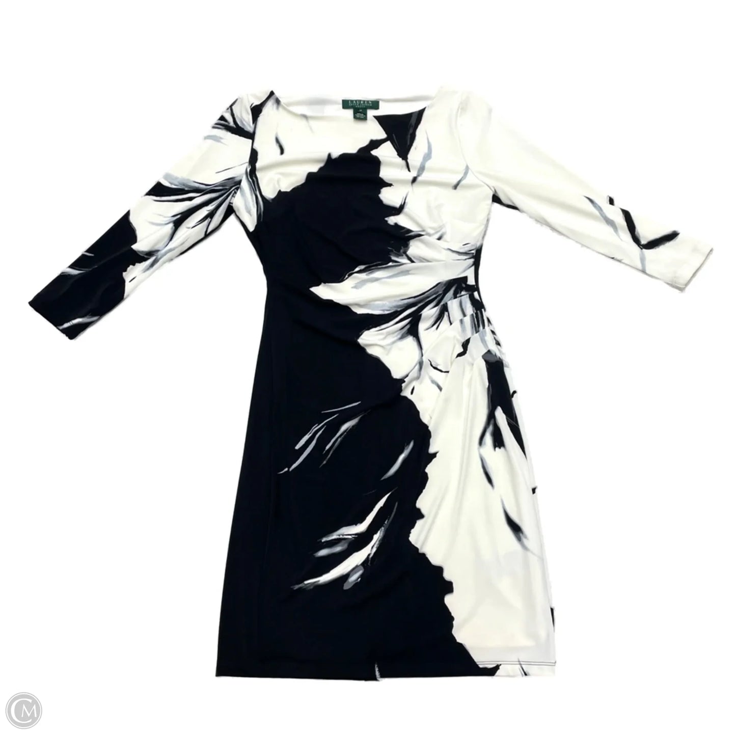 Dress Party Midi By Lauren By Ralph Lauren In Black & White, Size: S