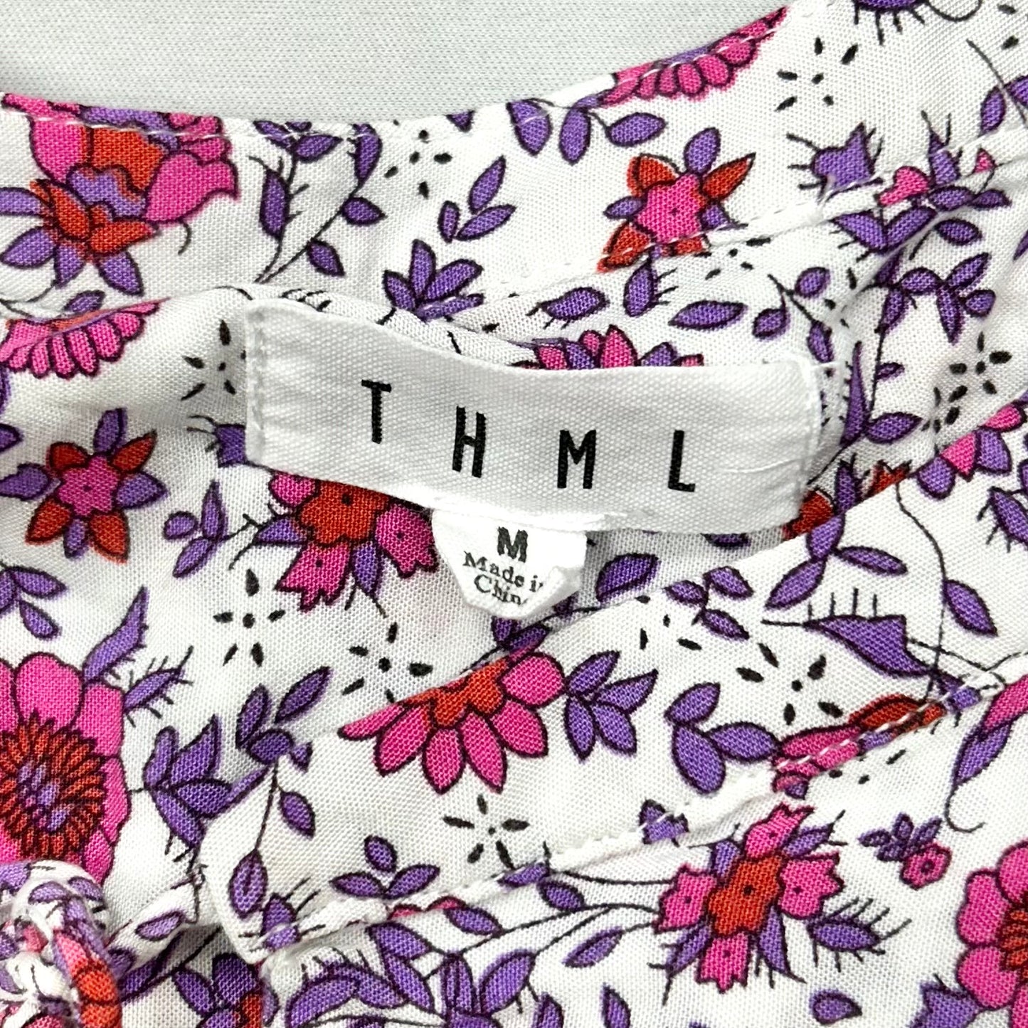 Blouse Short Sleeve By Thml In Purple & White, Size: M