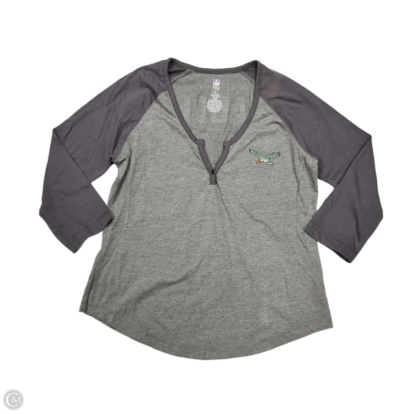 Top 3/4 Sleeve By Nfl In Grey, Size: Xl