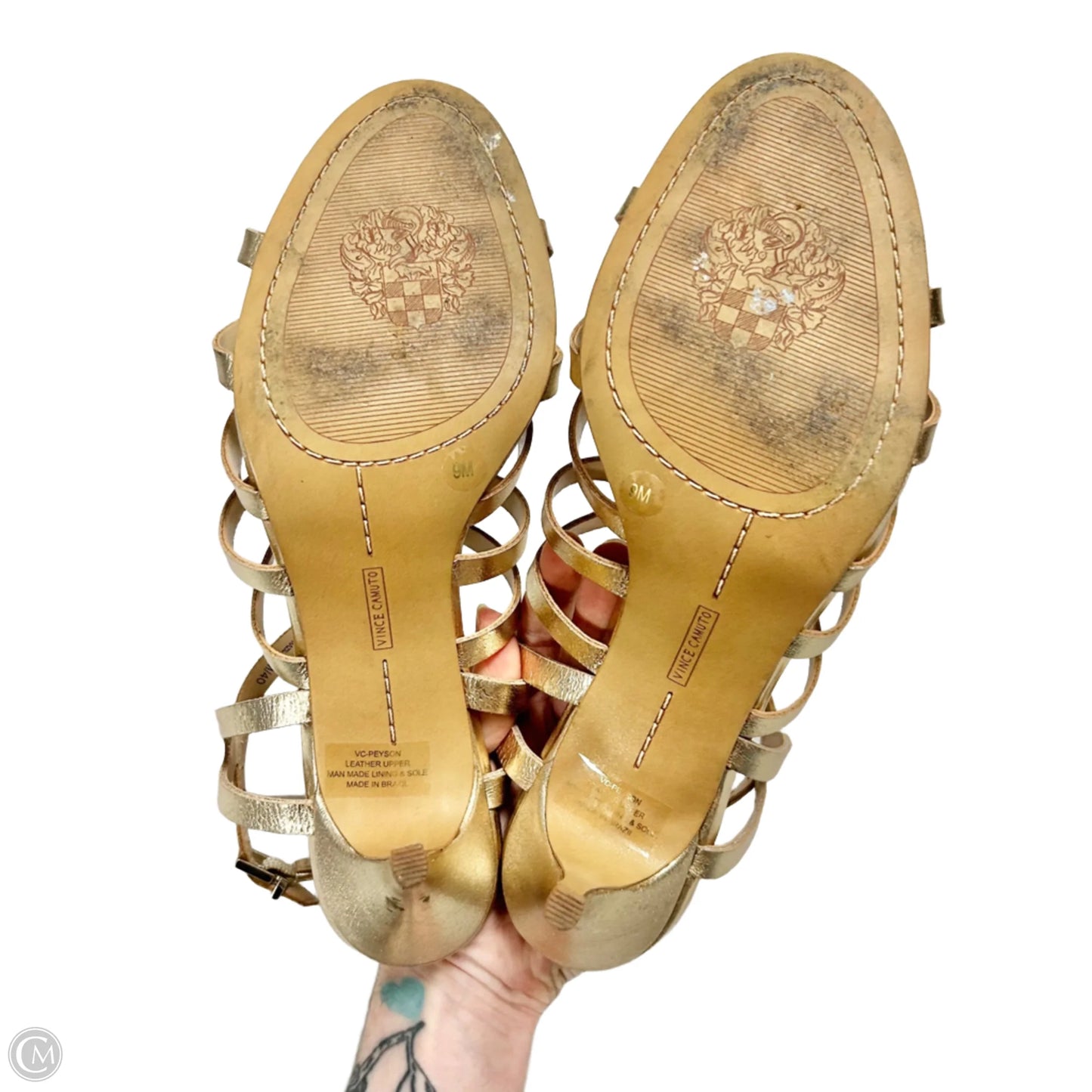 Sandals Heels Kitten By Vince Camuto In Gold, Size: 9
