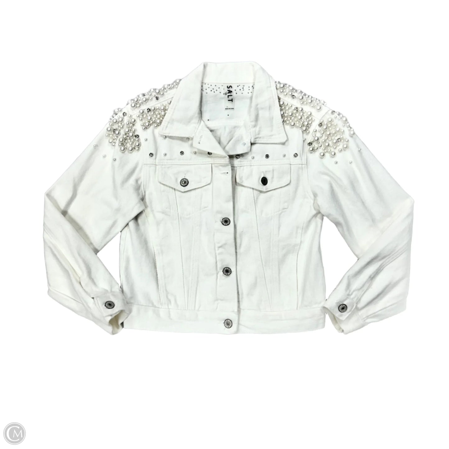 Jacket Denim By Salt In White Denim, Size: S