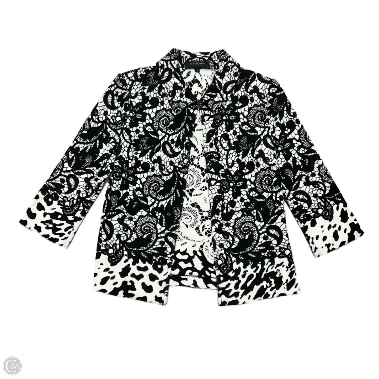 Blazer Designer By St. John In Black & White, Size: Xs