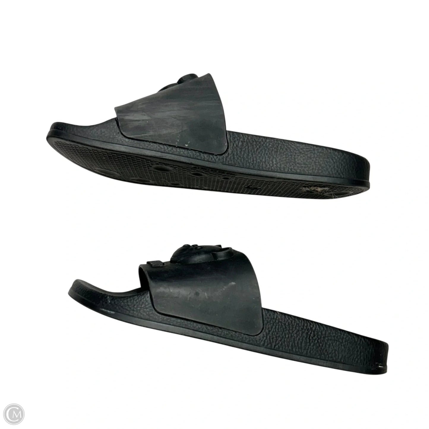 Sandals Luxury Designer By Moschino In Black, Size: 6.5