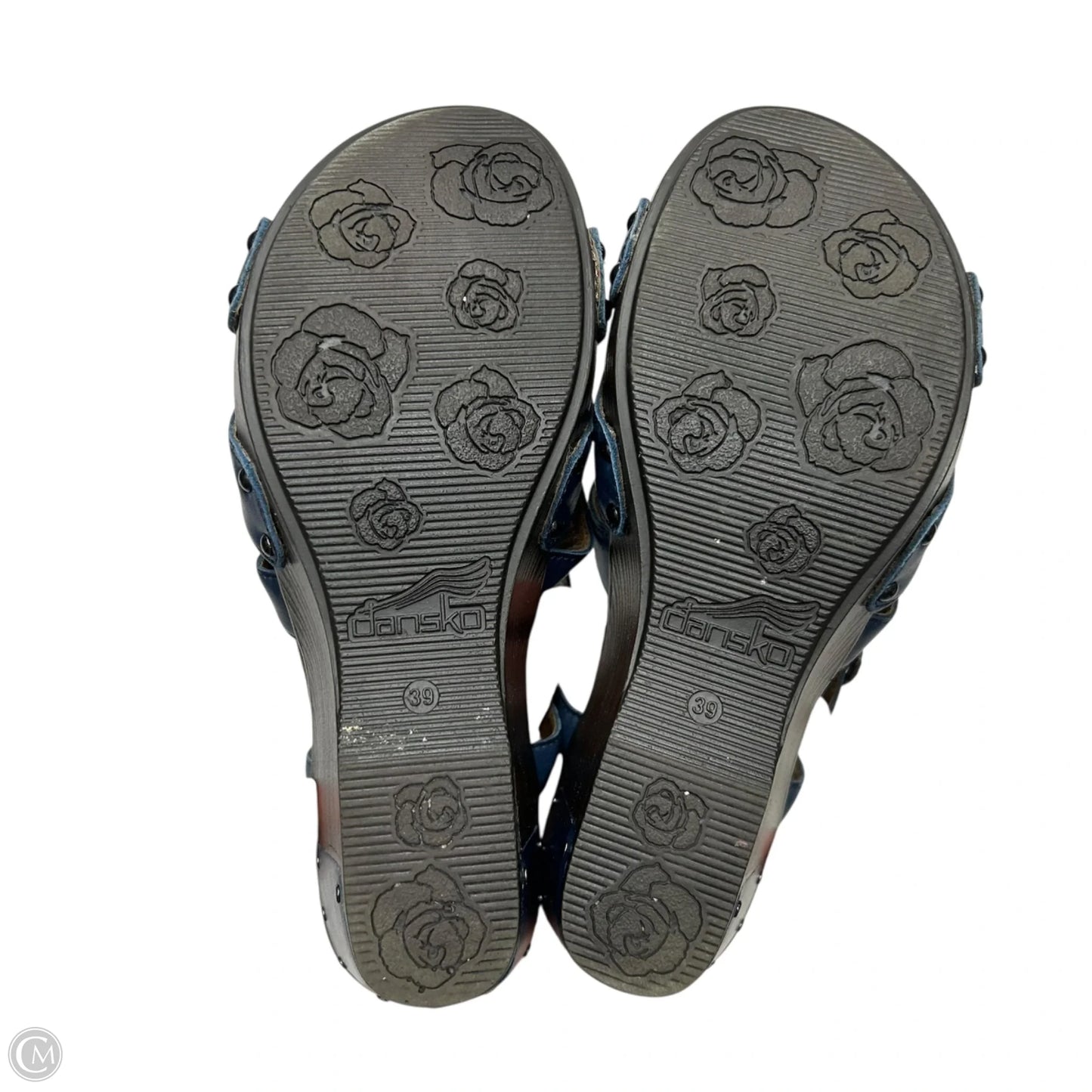 Sandals Heels Wedge By Dansko In Blue & Brown, Size: 8.5