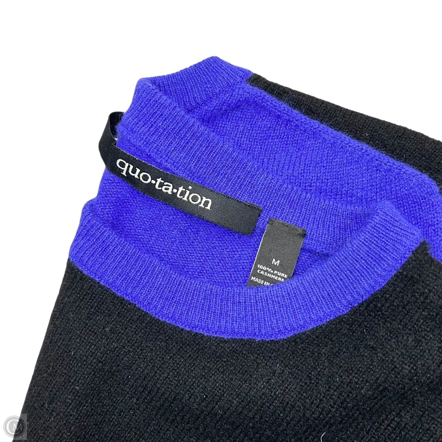 Sweater Cashmere By Quotatopn In Black & Blue, Size: M
