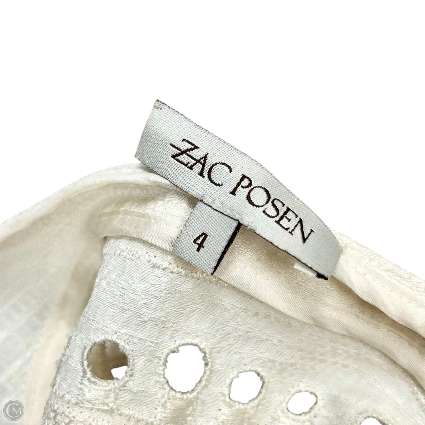 Dress Designer By Zac Posen In Cream, Size: S