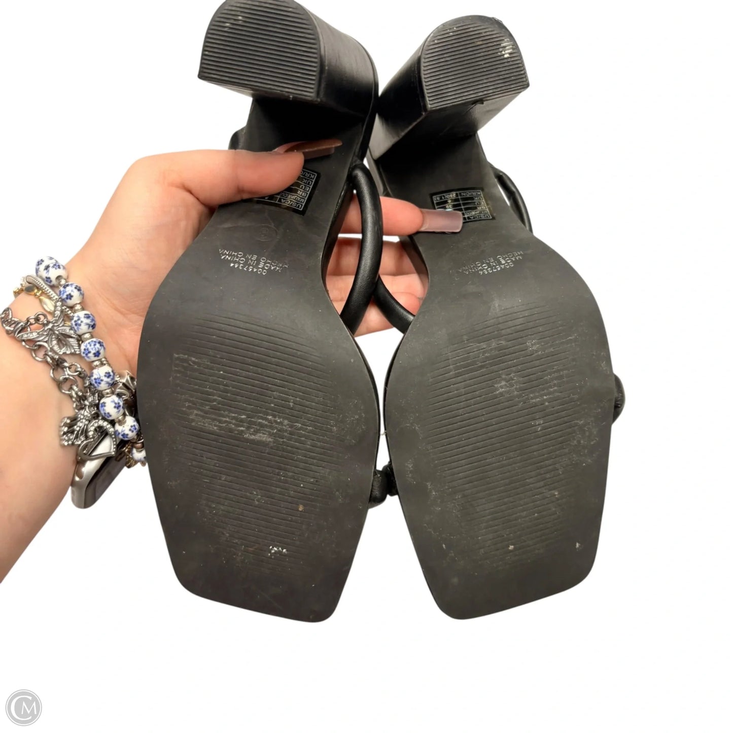 Sandals Heels Block By Forever 21 In Black, Size: 8