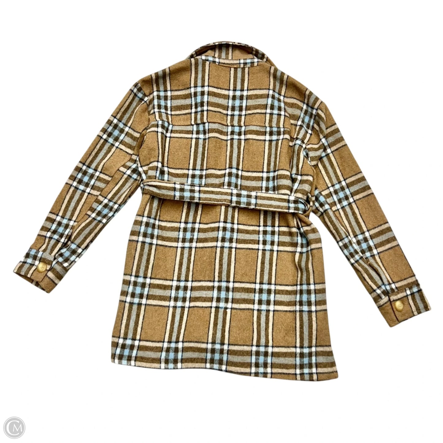 Jacket Shirt By Kori America In Blue & Brown, Size: M