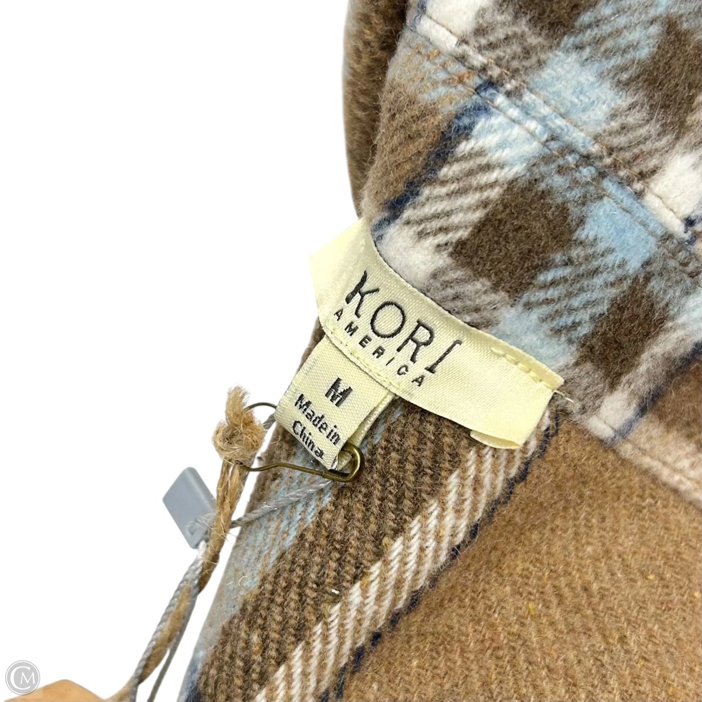 Jacket Shirt By Kori America In Blue & Brown, Size: M