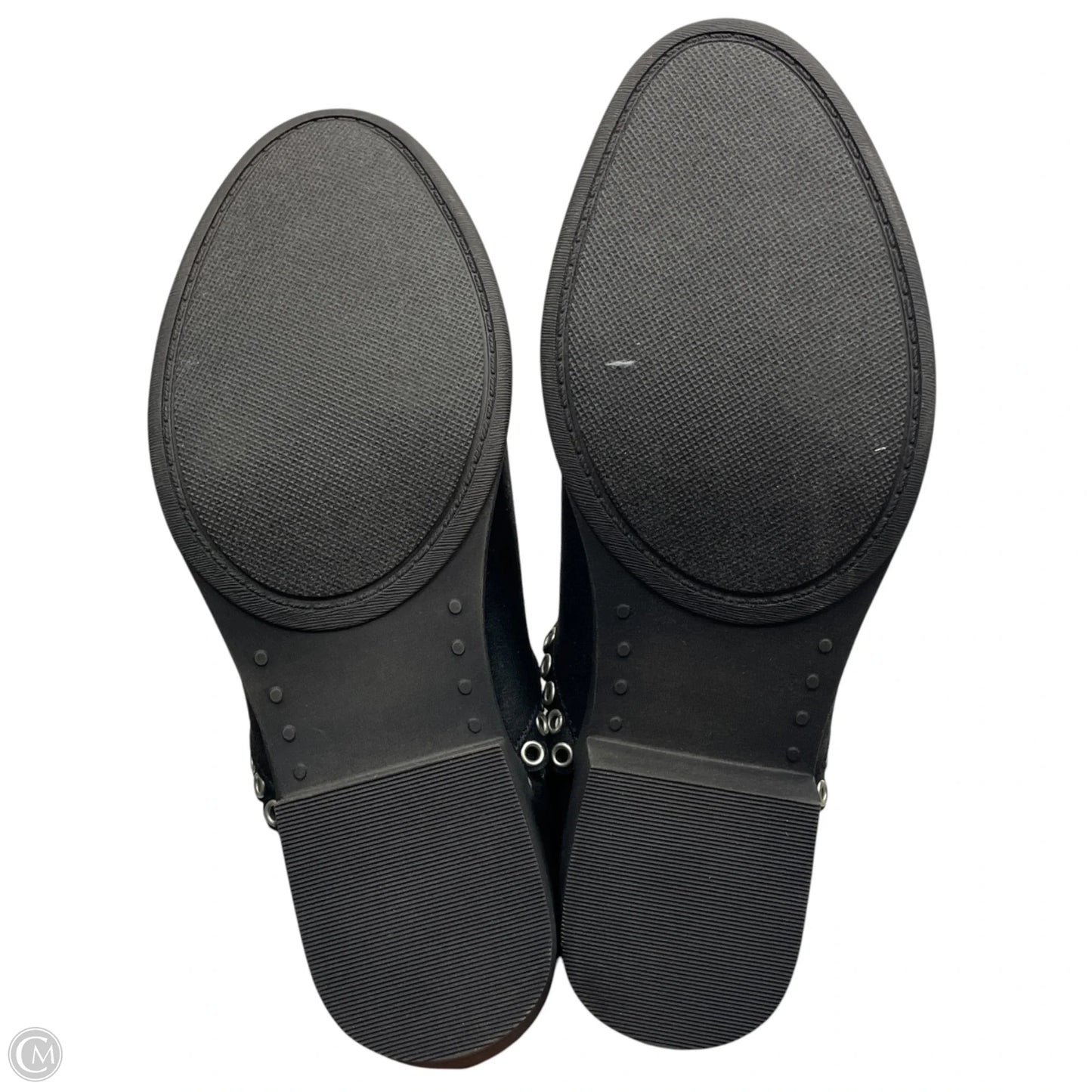 Boots Ankle Flats By Stricca In Black & Silver, Size: 7.5
