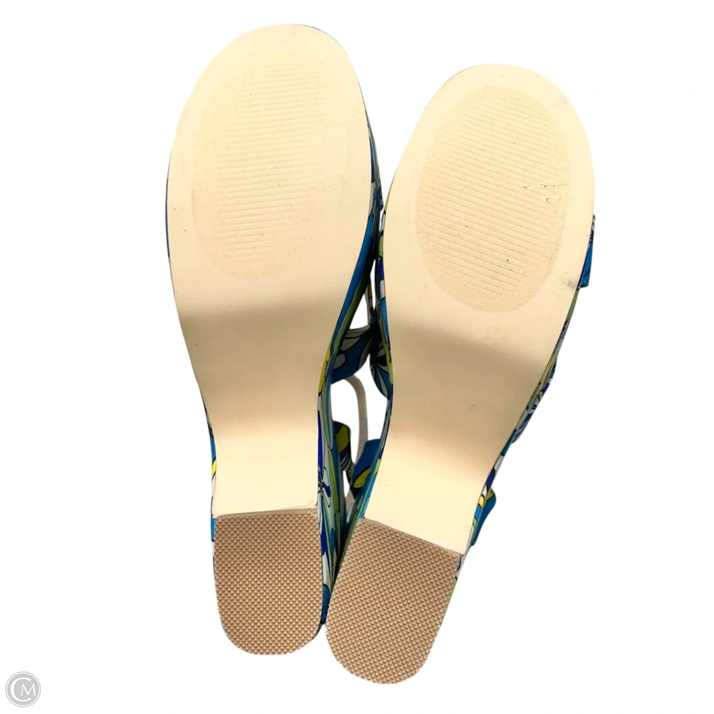 Sandals Heels Block By Jf In Blue & Green, Size: 11