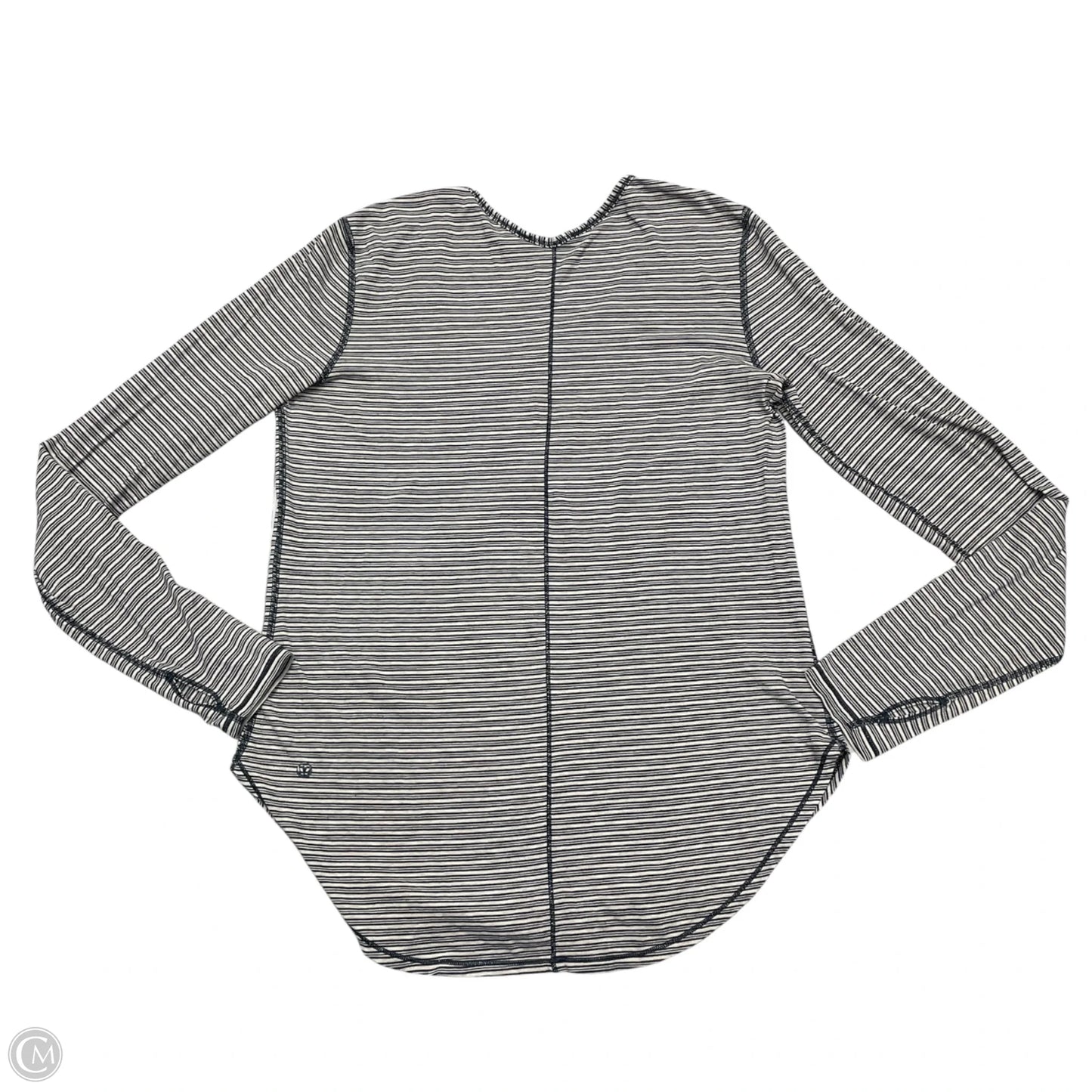 Athletic Top Long Sleeve Collar By Lululemon In Black & White, Size: M