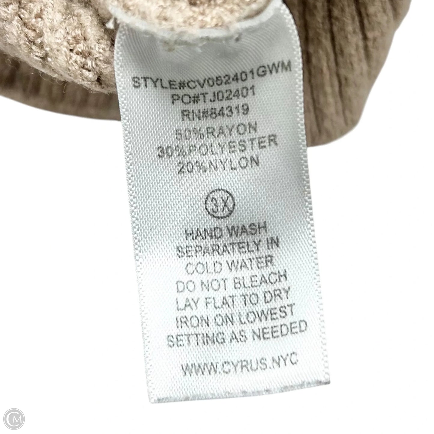 Sweater By Cyrus In Taupe, Size: 3x