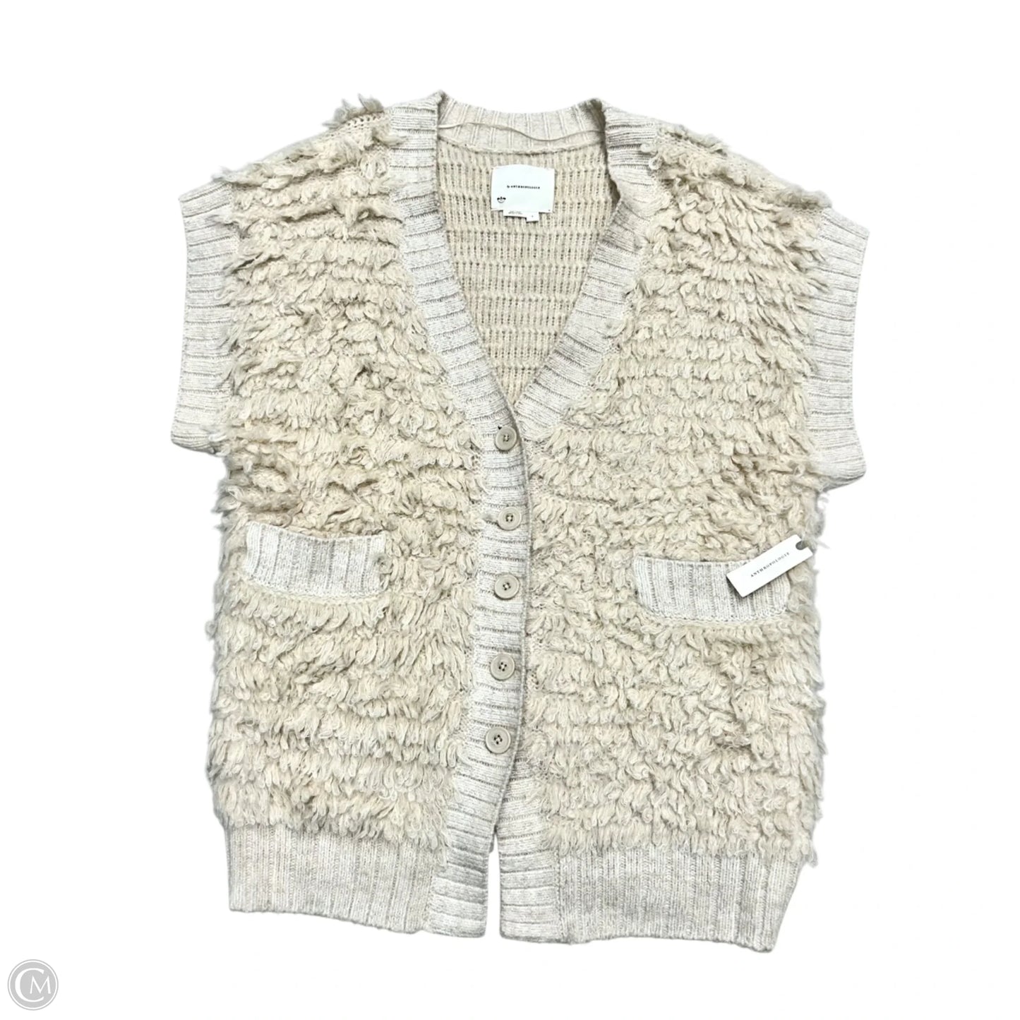 Sweater Cardigan By Anthropologie In Cream, Size: L