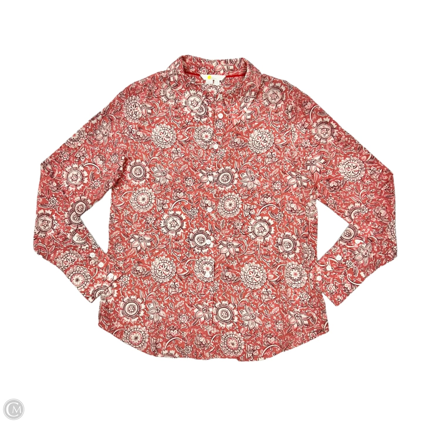Blouse Long Sleeve By Boden In Pink & White, Size: Xs