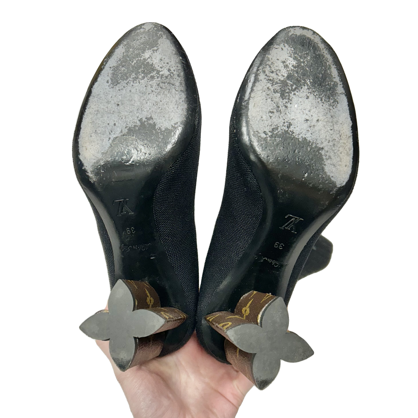 Boots Luxury Designer By Louis Vuitton In Black & Brown, Size: 9