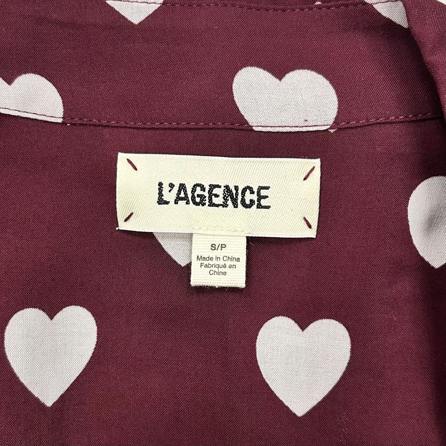 Top Long Sleeve By L Agence In Maroon, Size: S