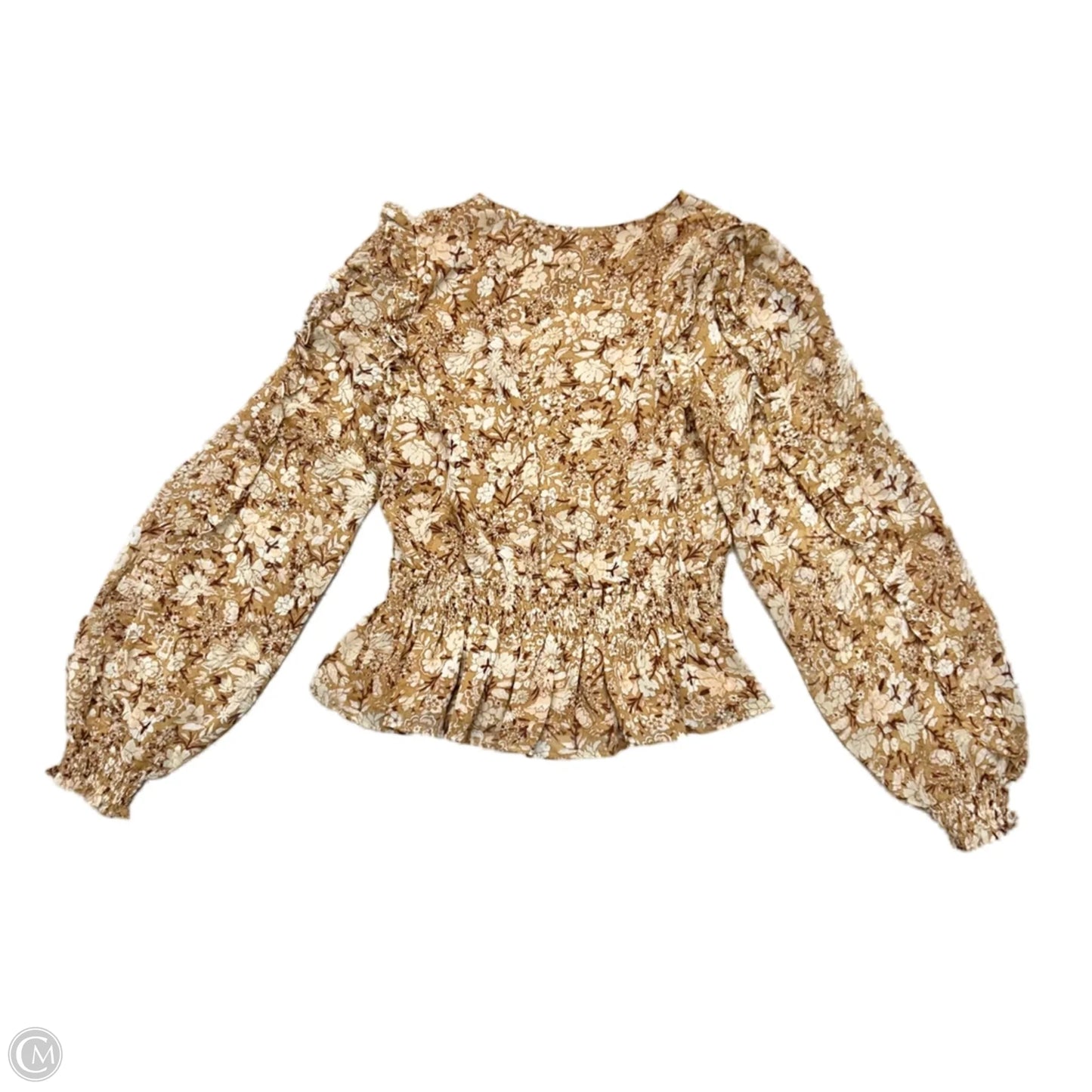 Top Long Sleeve By Express In Tan & White, Size: Xs