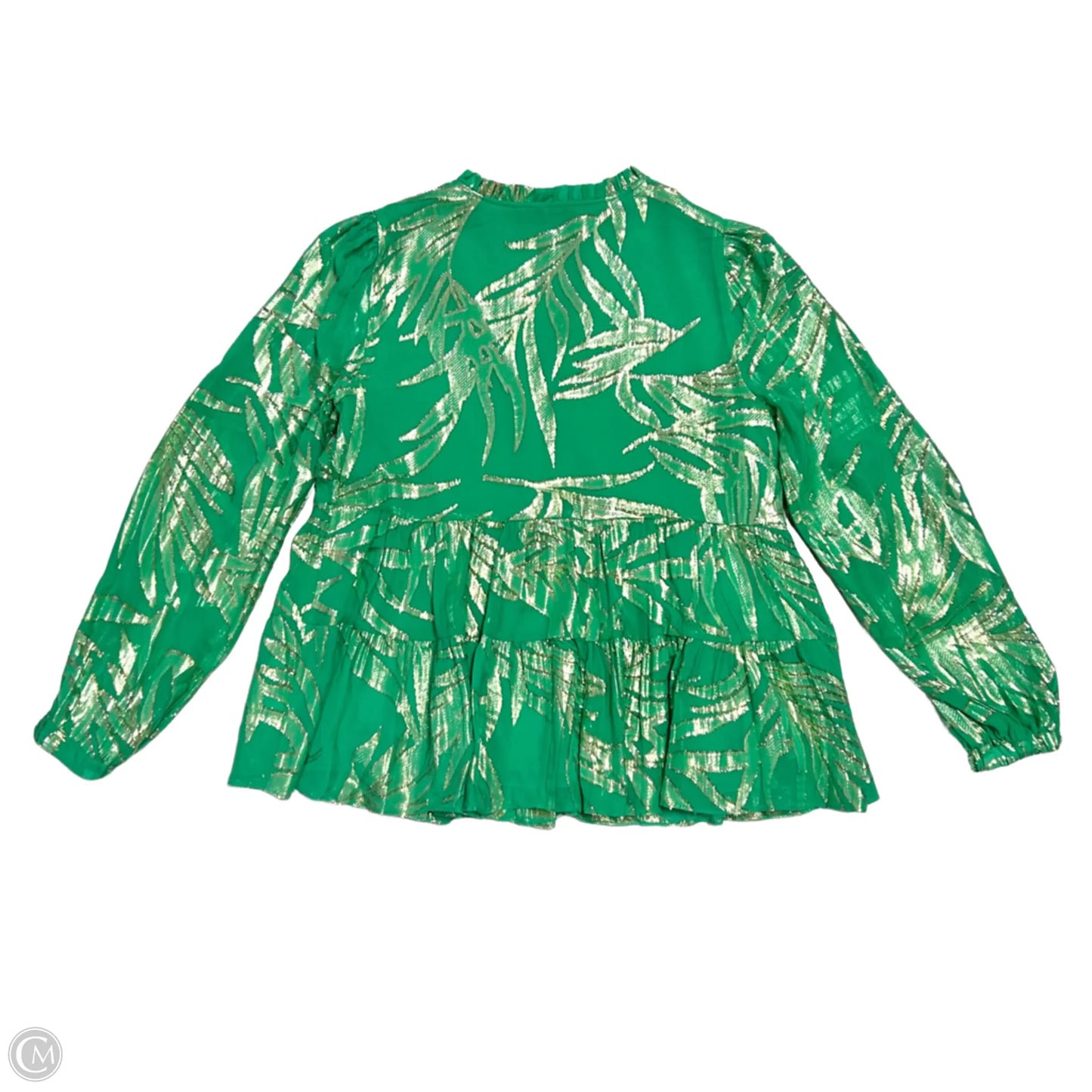 Top Long Sleeve Designer By Lilly Pulitzer In Gold & Green, Size: M